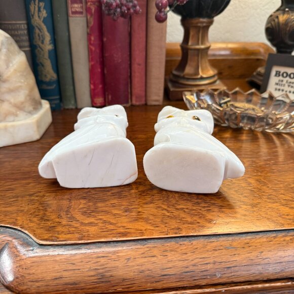❤️RESERVED❤️MCM Alabaster Owl Bookends with Glass eyes - Picture 9 of 14